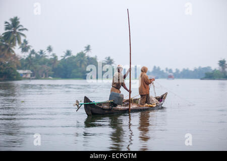 In the backwater of Kerala, farmers, a fisherman commute 